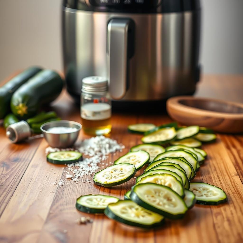 Essential ingredients for air fryer zucchini chips Essential ingredients for air fryer zucchini chips